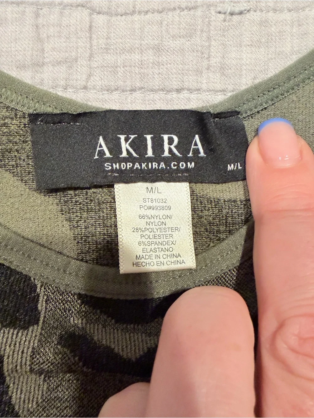 AKIRA Camo Seamless Sports Bra Crop Top Green Black M/L